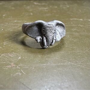 Vintage 90s Preco pewter elephant ring size 5